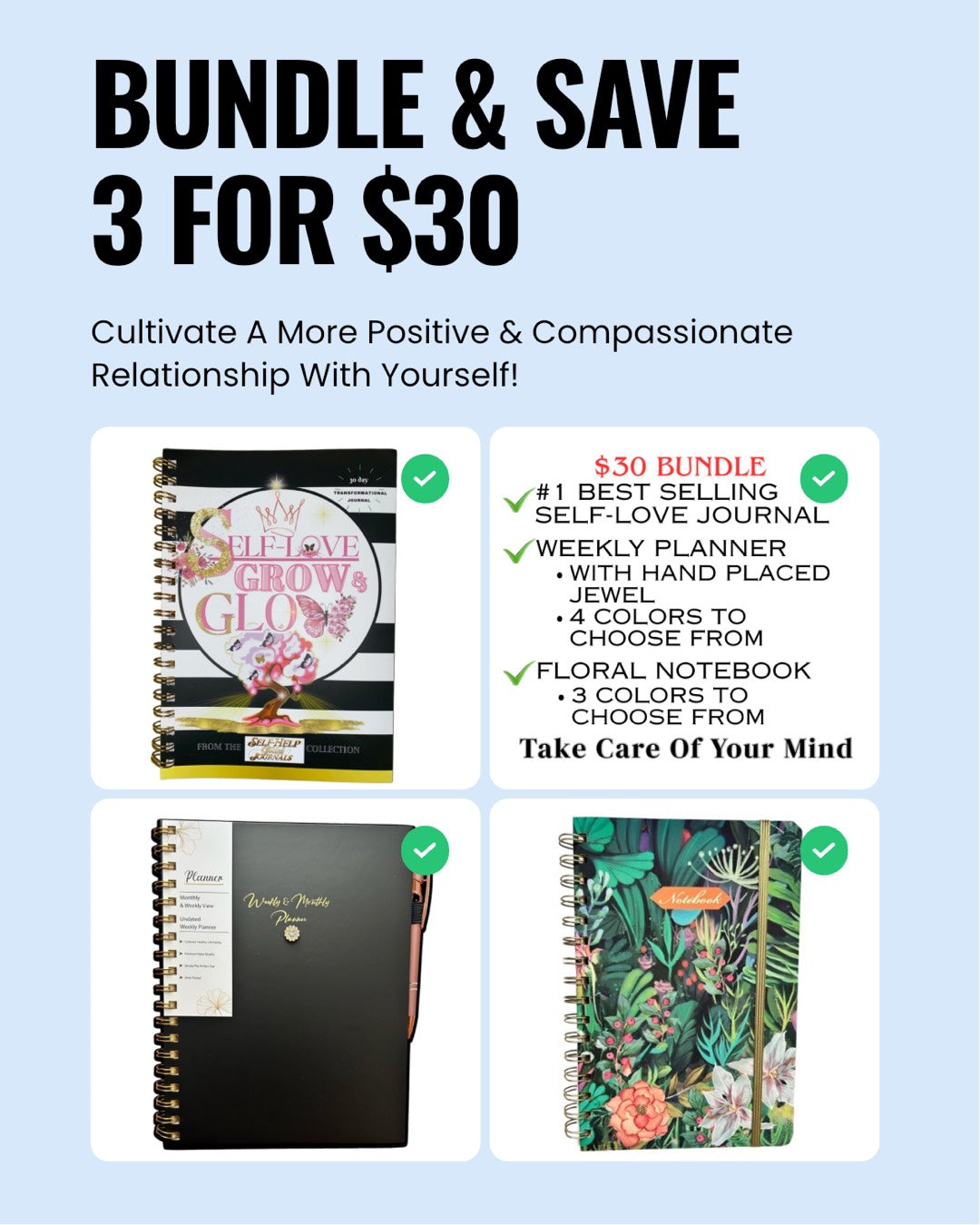 3 For $30 Self-Love Bundle with Planner & Notebook