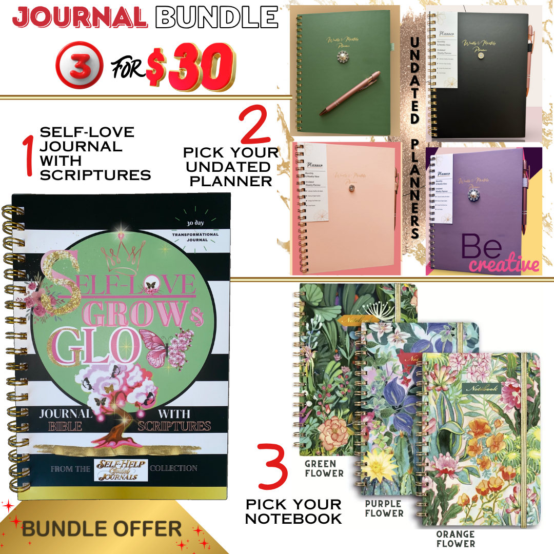 3 For $30 Self-Love Scripture Journal Bundle with Planner & Notebook