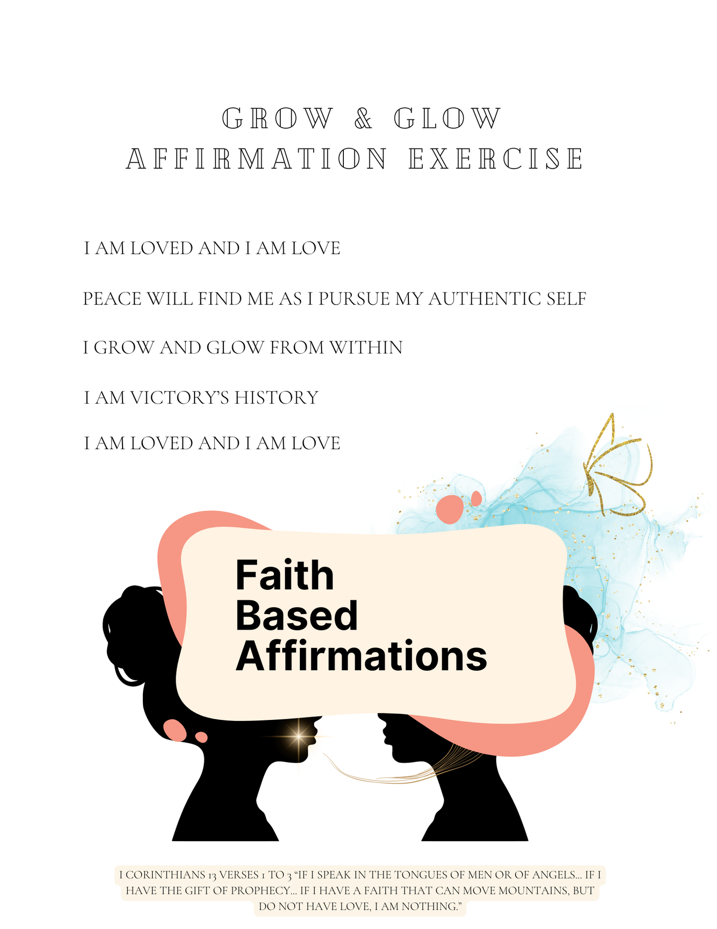 Digital Download Self-Love Grow & Glow Journal With Bible Scriptures