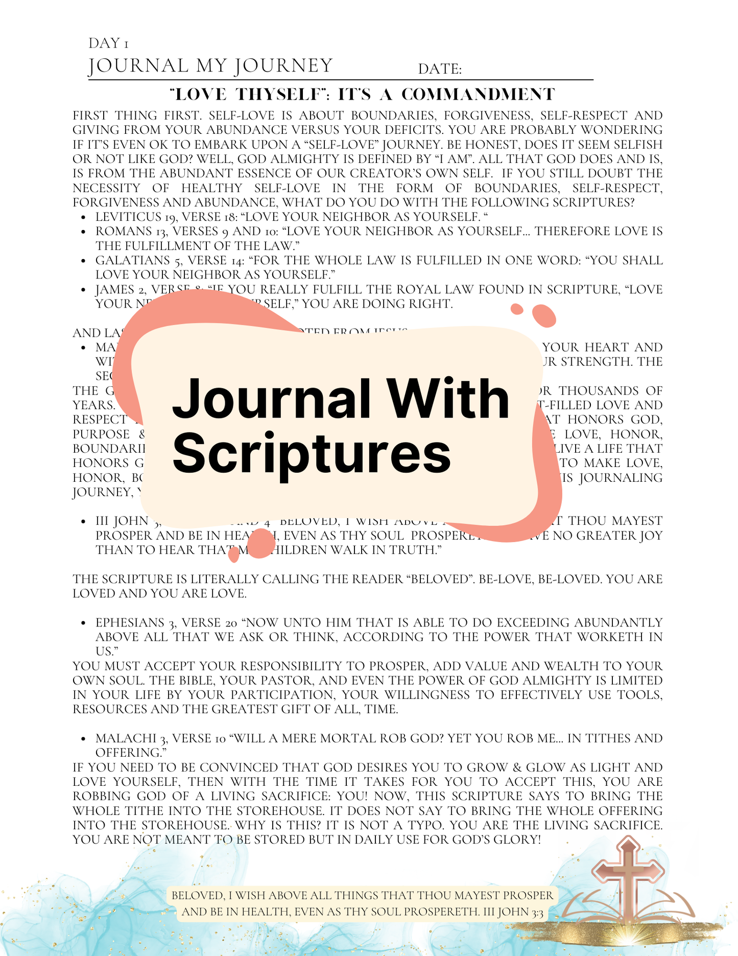 Digital Download Self-Love Grow & Glow Journal With Bible Scriptures