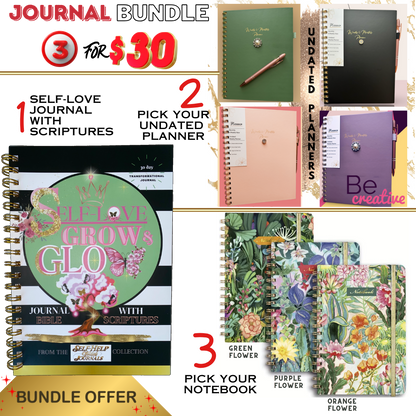 3 For $30 Self-Love Scripture Journal Bundle with Planner & Notebook