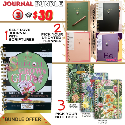 3 For $30 Self-Love Scripture Journal Bundle with Planner & Notebook
