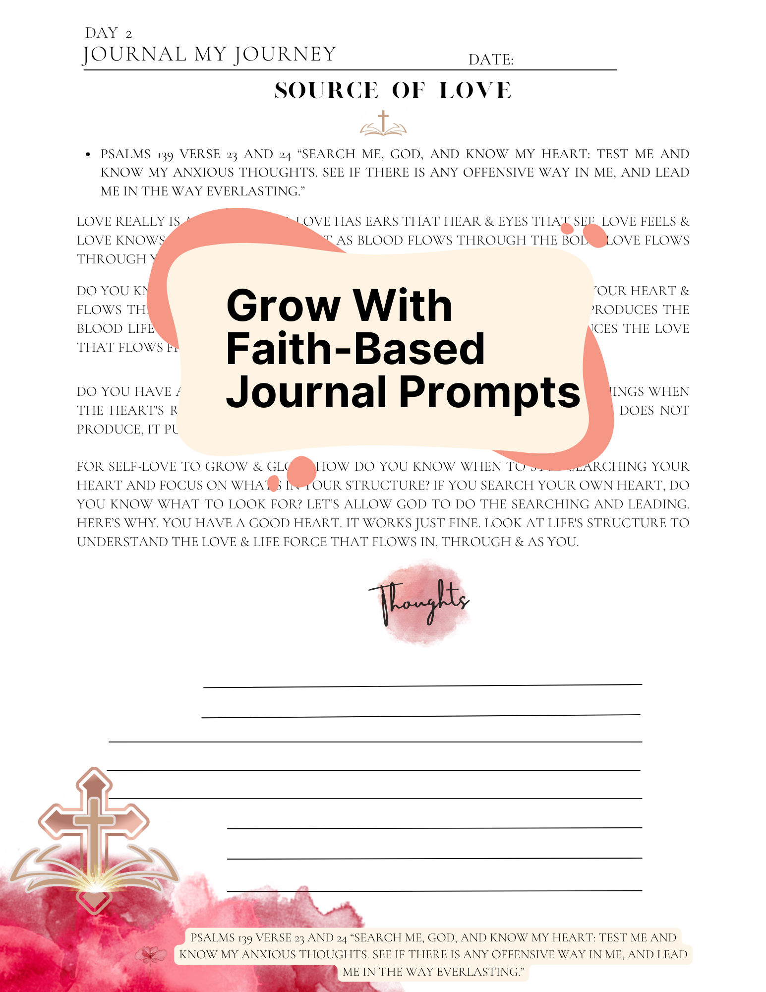 Digital Download Self-Love Grow & Glow Journal With Bible Scriptures