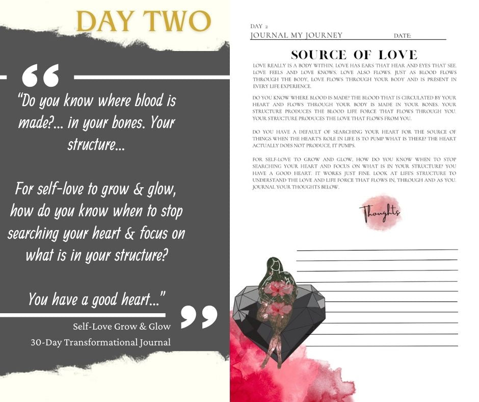 Digital Download Journal Self-Love Grow & Glow 30-Day Transformational Journal